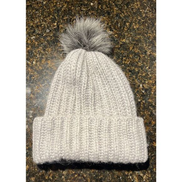 Kate Spade Heritage Wool Blend Pom Pom Chunky Knit Beanie EUC - Picture 1 of 7